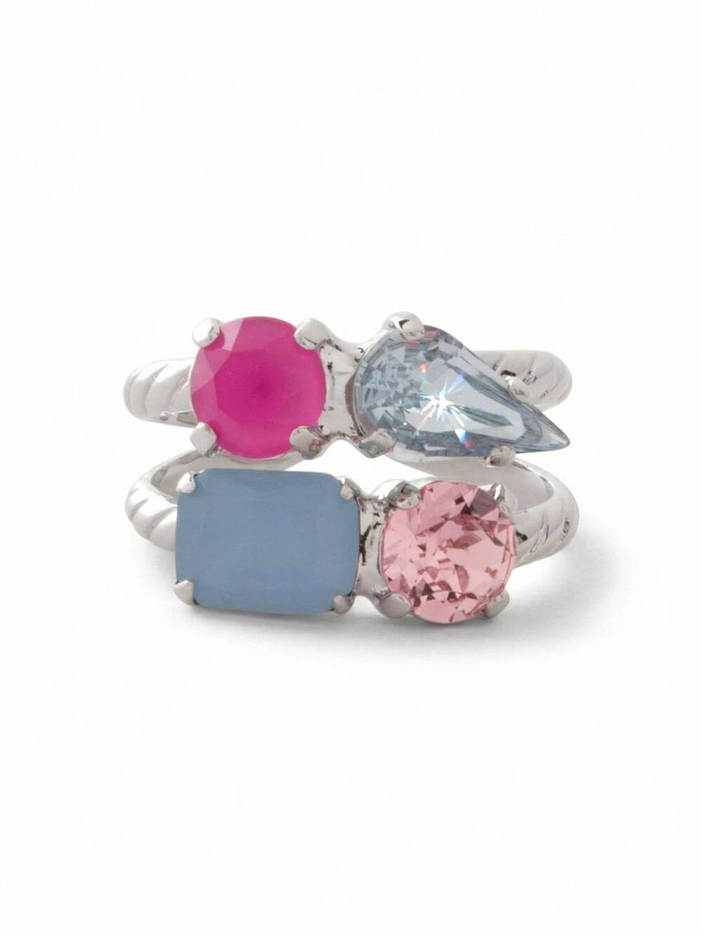 NEW SORRELLI women's moxie stacked ring in silver/ multi
